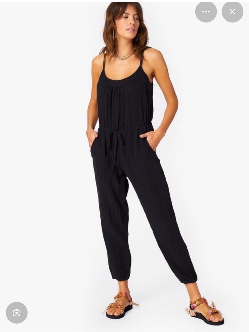 Xirena Chelsea Gauze Jayden Jumpsuit Medium Black Lagenlook Lounge Minimal Chic